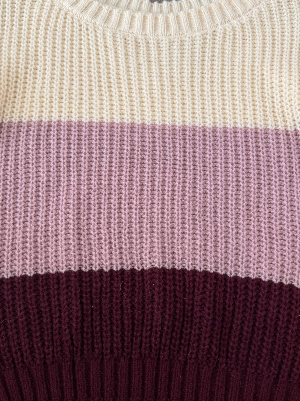 Colorblock Knit Sweater - Cream, Pink & Burgundy - Picture 2 of 4
